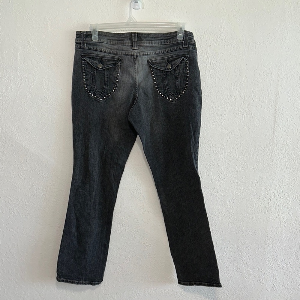 No Boundaries NOBO Stretch Juniors Size 17 Gray Distressed Faded Jeans Vintage